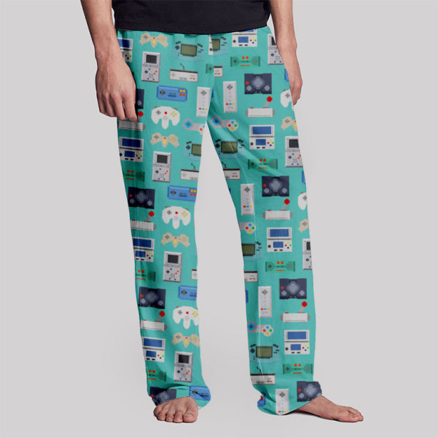 Gamer Game Controllers Green Geek Loungewear Pants