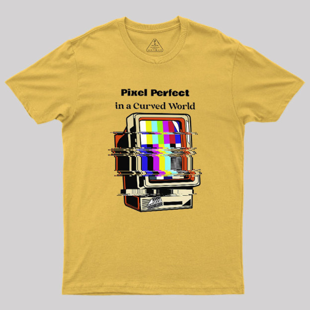 Pixel Perfect In A Curved World Geek T-Shirt