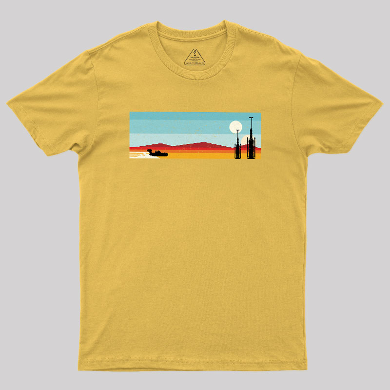 Desert Sunset Rocket Silhouette Geek T-Shirt