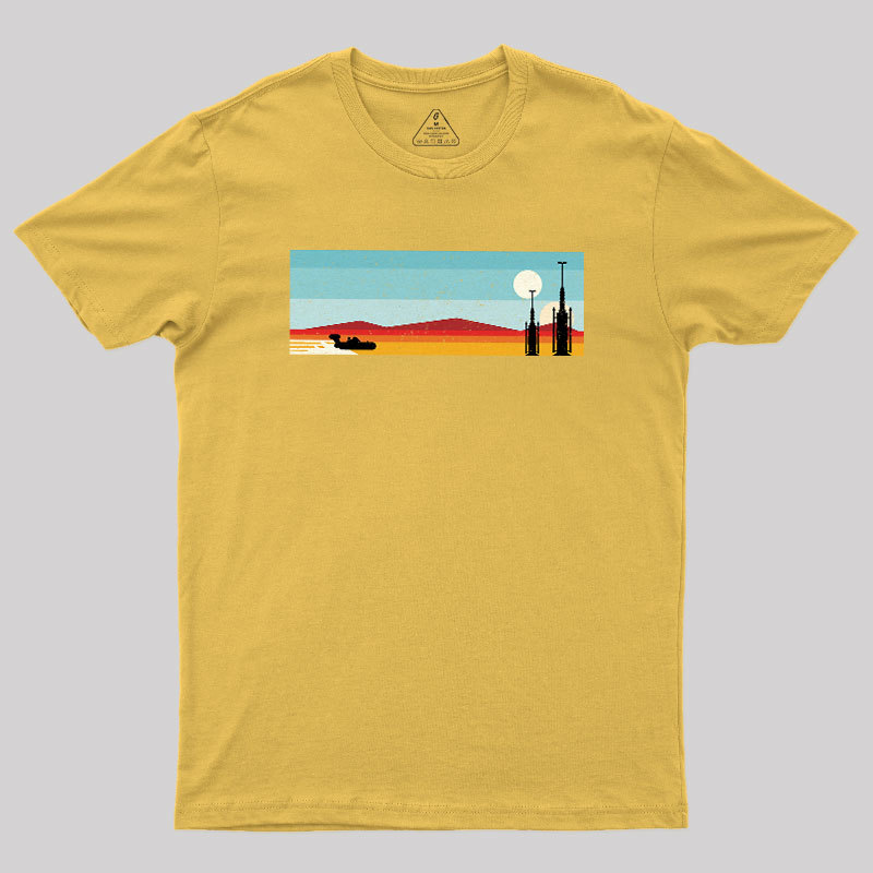 Desert Sunset Rocket Silhouette Geek T-Shirt