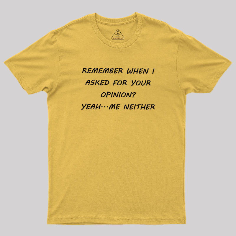 Remember When I Asked For Your Opinion Geek T-Shirt