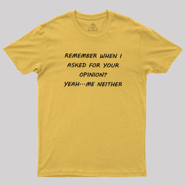 Remember When I Asked For Your Opinion Geek T-Shirt