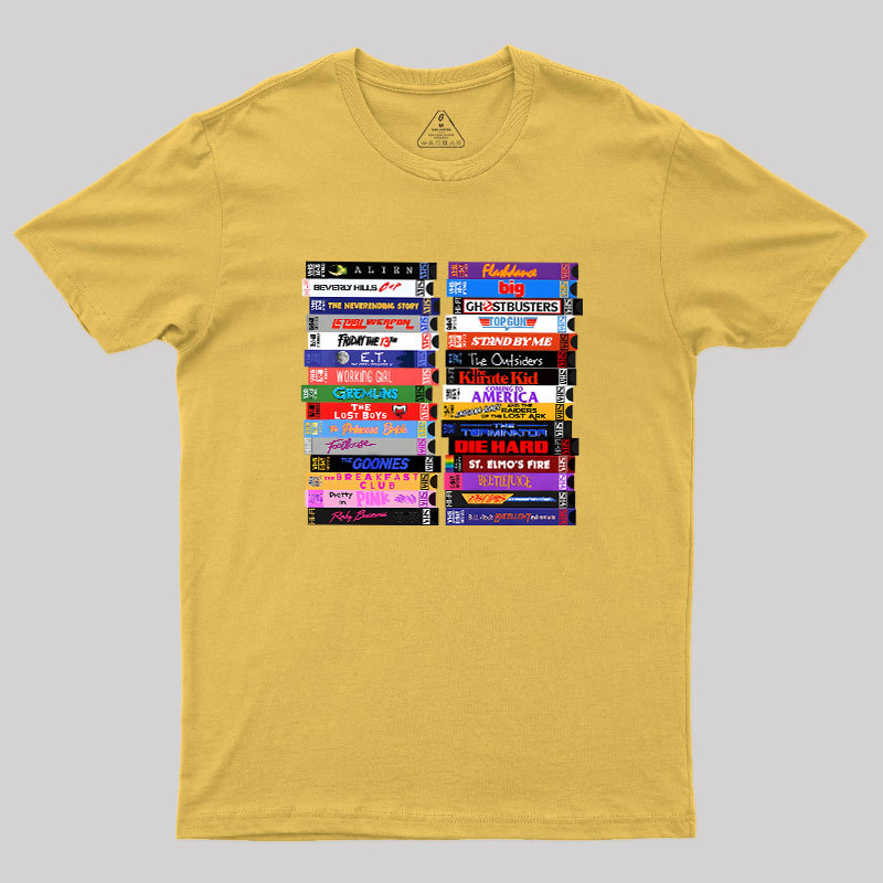 Retro 80s Movies VHS Stacks Geek T-Shirt