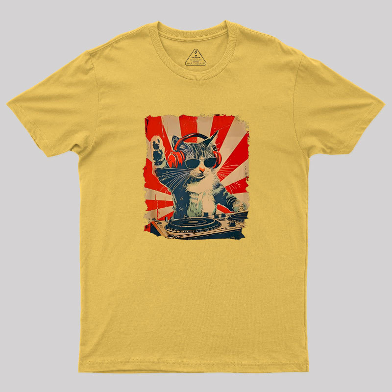 Rock Music Cat Vintage Geek T-Shirt