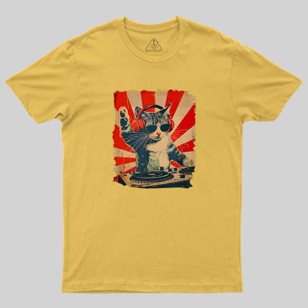 Rock Music Cat Vintage Geek T-Shirt
