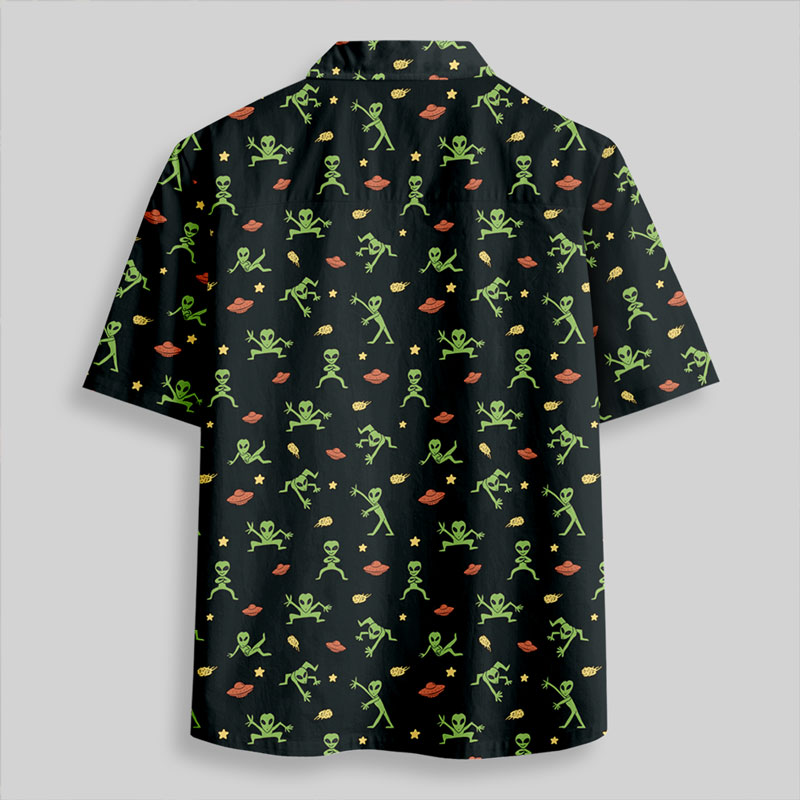 Alien Antics Black Button Up Pocket Shirt