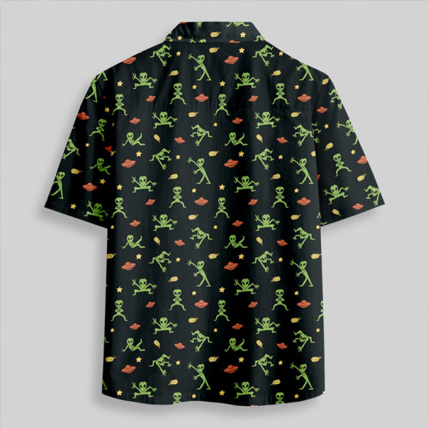 Alien Antics Black Button Up Pocket Shirt