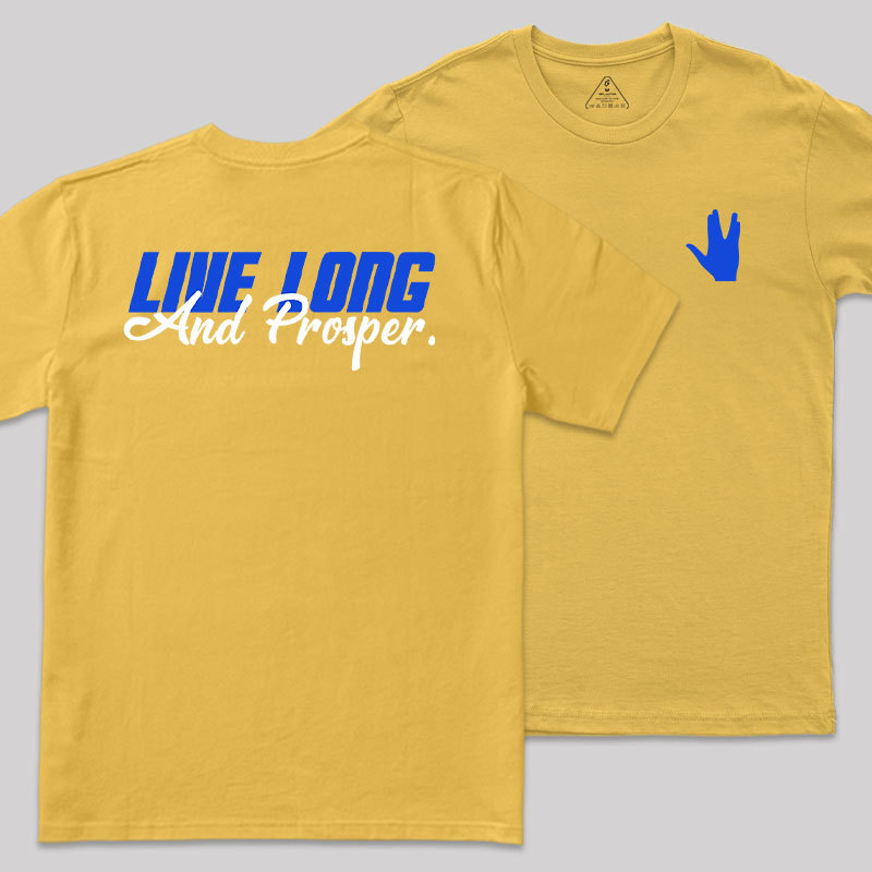 Live Long Front and Back Printed Geek T-Shirt