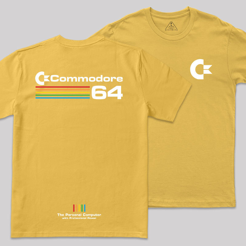 Commodore 64 White Front and Back Printing Geek T-Shirt