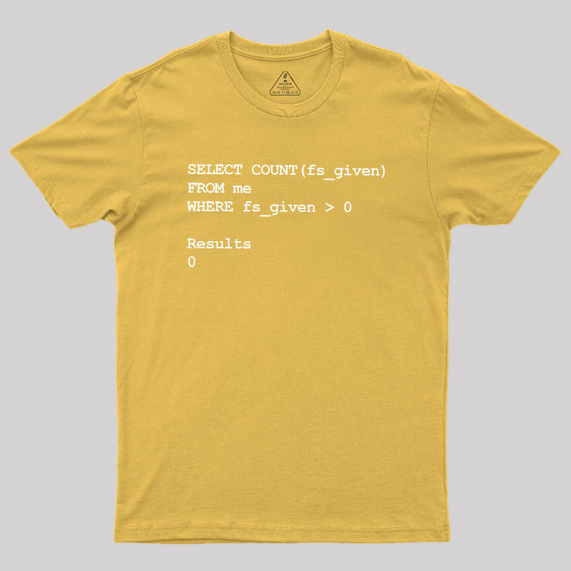 Funny SQL Programming Joke Geek T-Shirt