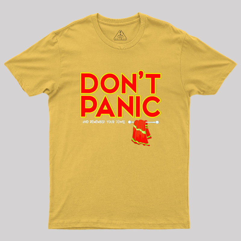 Don't Panic With Towel Geek T-Shirt