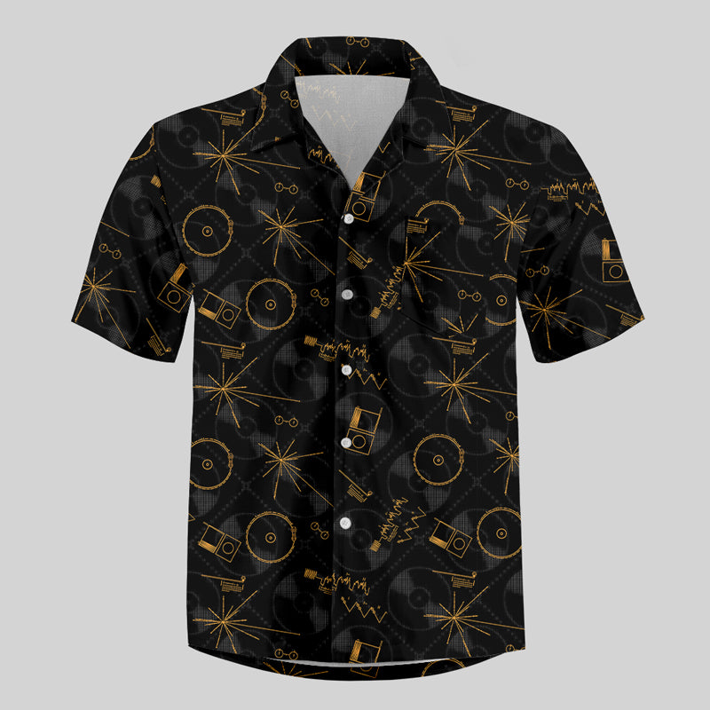 Space Voyager One Gold Disc Button Up Pocket Shirt