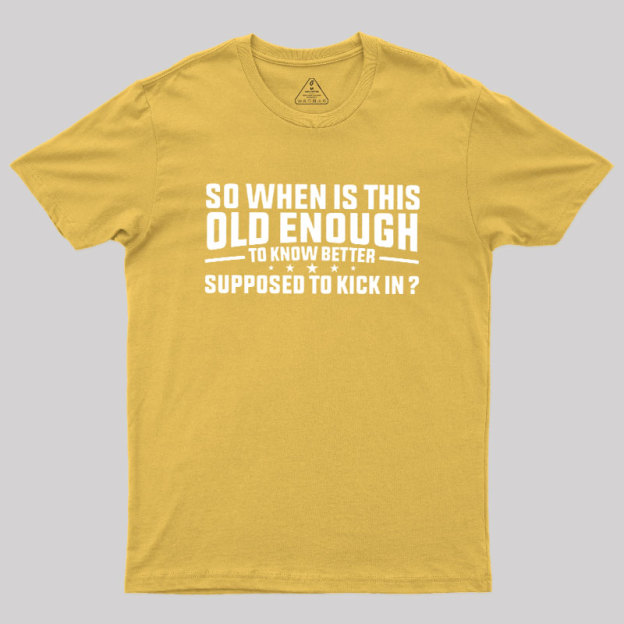 So When Is This Old Enough To Know Better Supposed To Kick In Geek T-Shirt