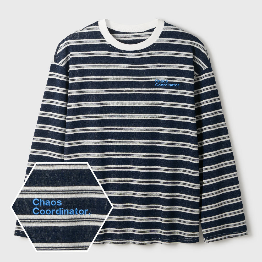 Chaos Coordinator Lycra Striped Embroidered Long-Sleeve Shirts