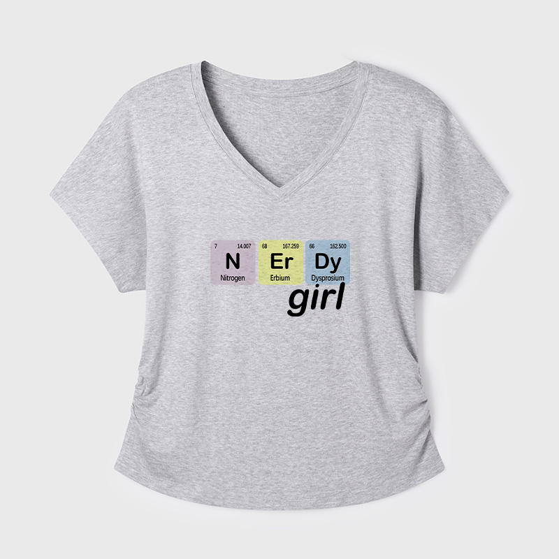 Nerdy Girl Geek Dolman Sleeve V-Neck Shirt