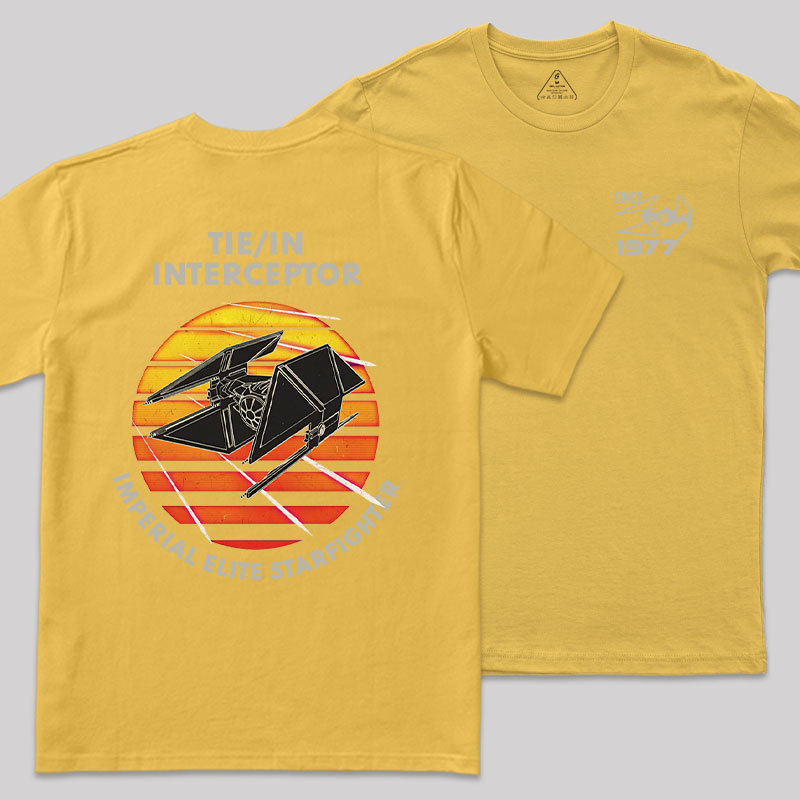 TIE Interceptor Sunset Front and Back Printed Geek T-Shirt