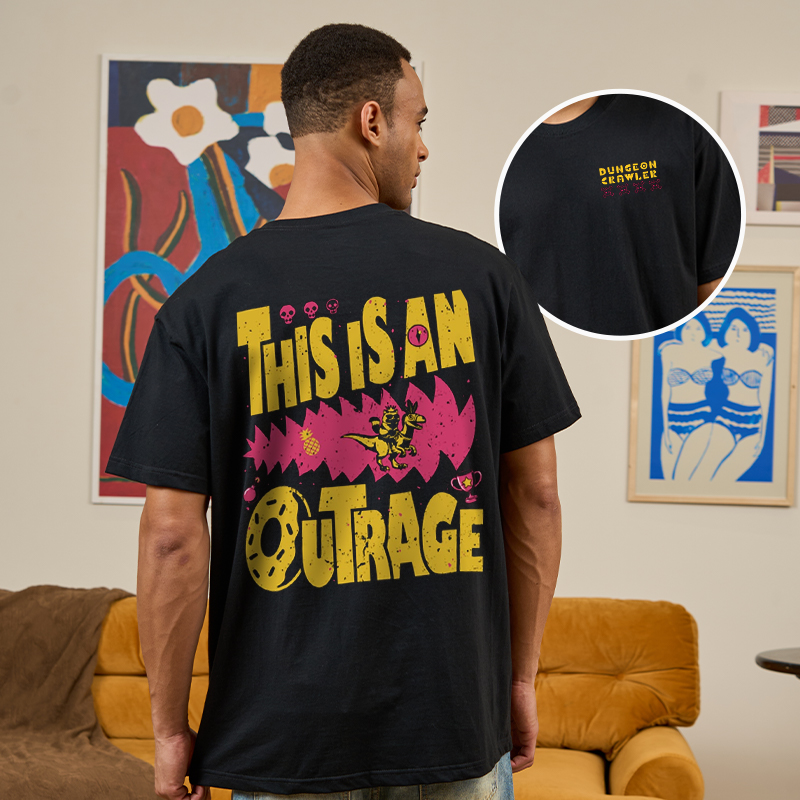This is An Outrage Front and Back Printed Geek T-Shirt
