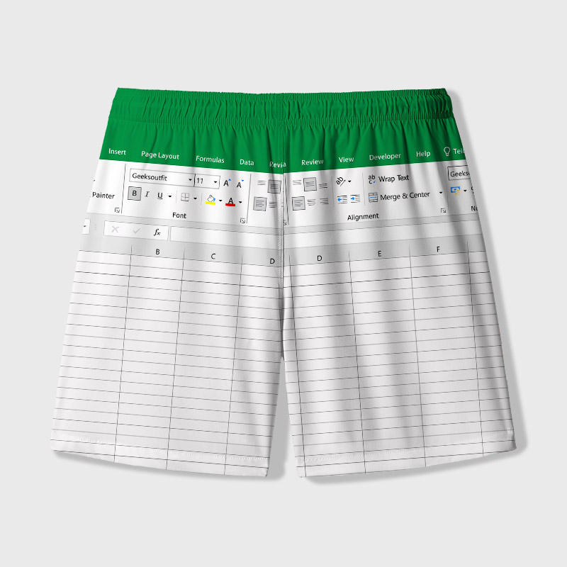 Excel Funny Work Geek Hawaiian Swim Trunks