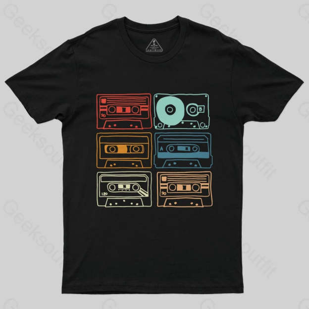 80s 90s Retro Party Costume Cassette Tapes T-Shirt - Geeksoutfit