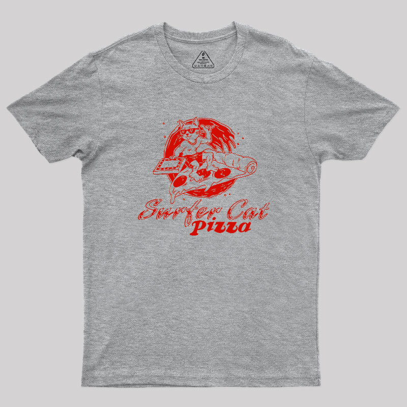 SURFER CAT PIZZA Geek T-Shirt