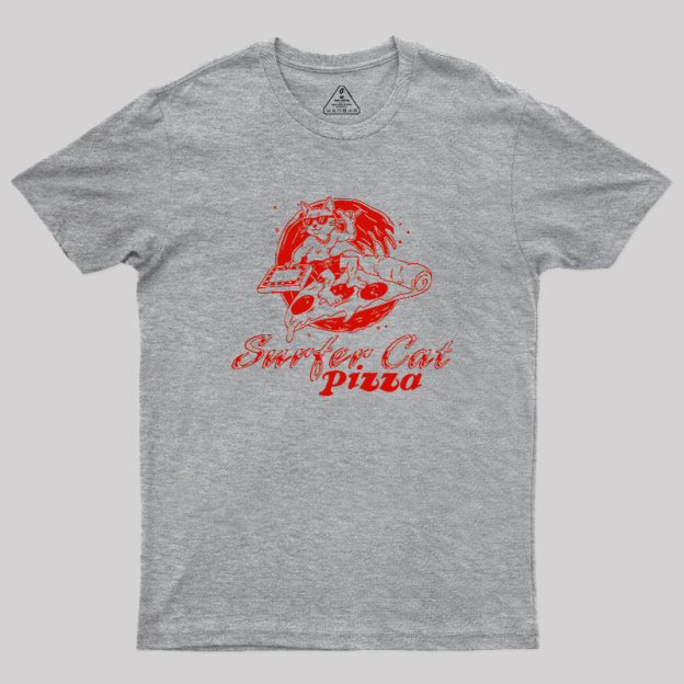 SURFER CAT PIZZA Geek T-Shirt