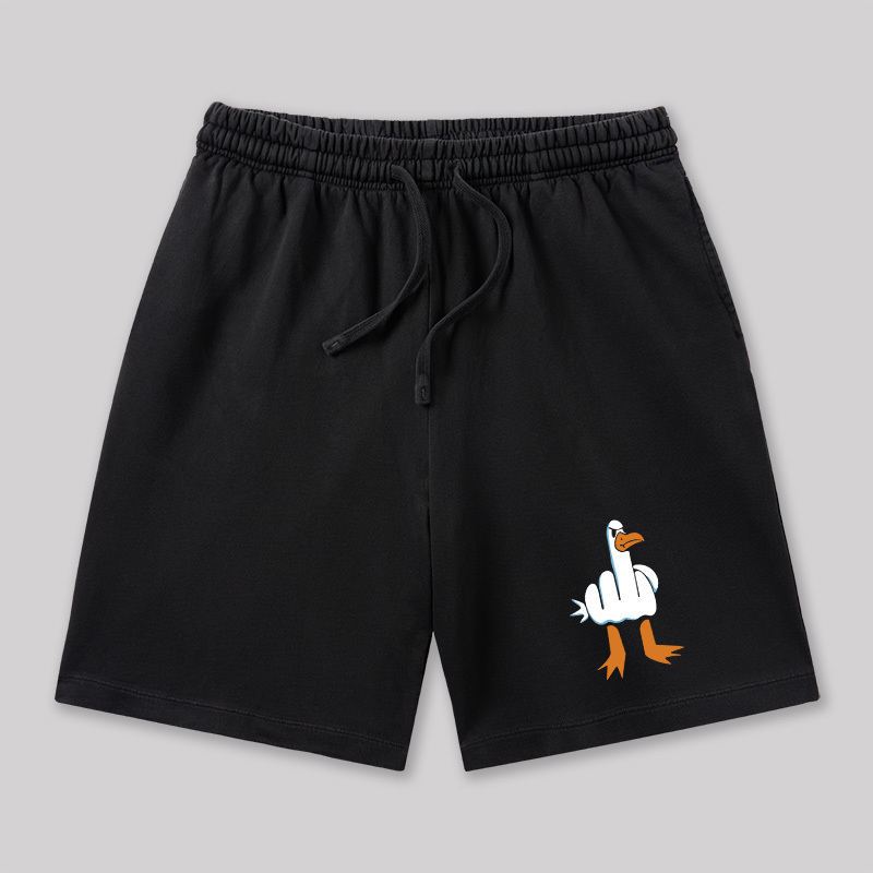 Rude Seagull Design Funny Geeky Washed Shorts