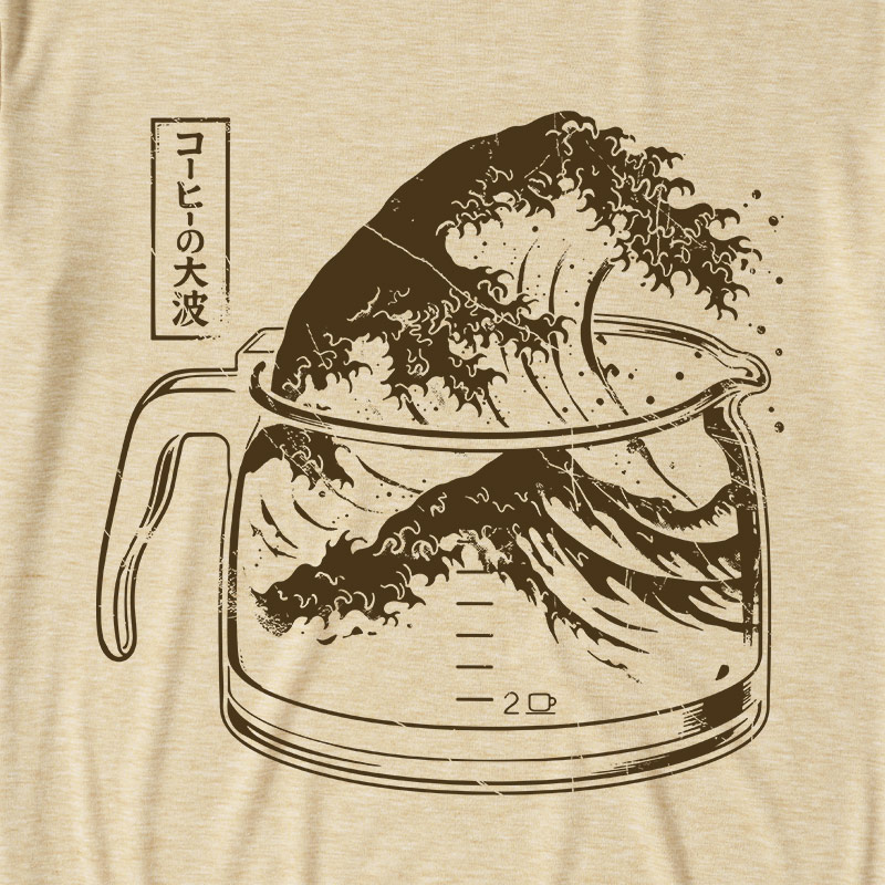 The Great Wave Of Caffeine Ultra Soft Heather Tee