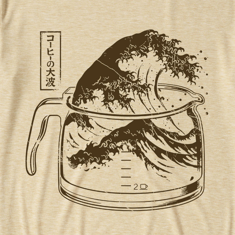 The Great Wave Of Caffeine Ultra Soft Heather Tee