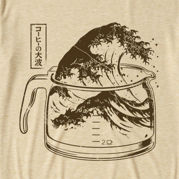 The Great Wave Of Caffeine Ultra Soft Heather Tee