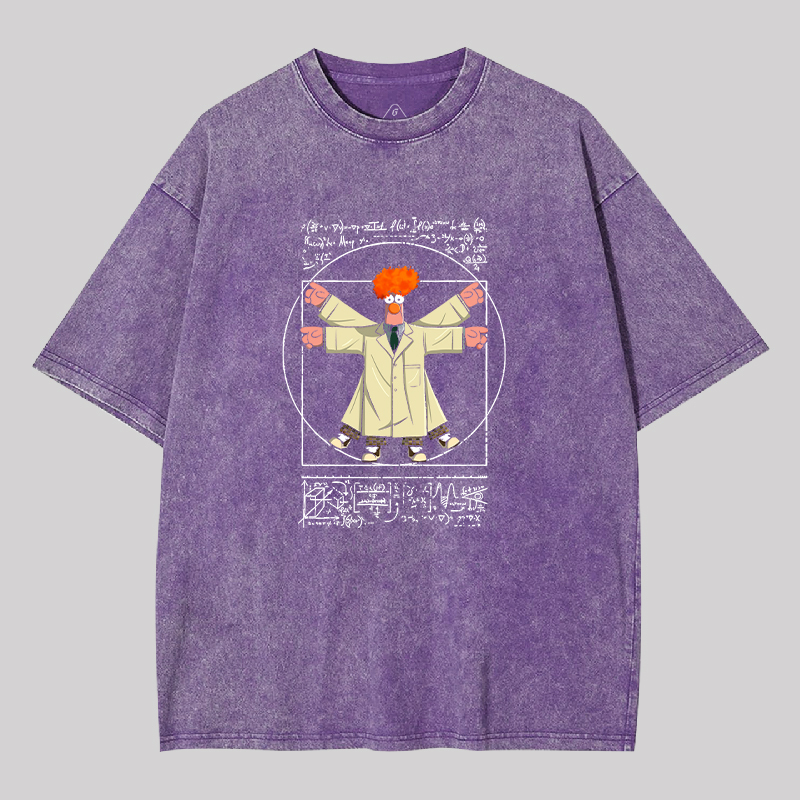 Vitruvian Puppet Geek Washed T-shirt