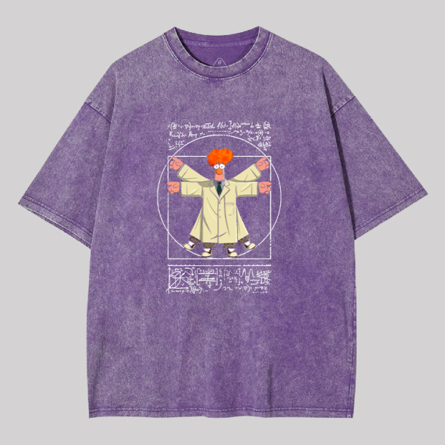 Vitruvian Puppet Geek Washed T-shirt