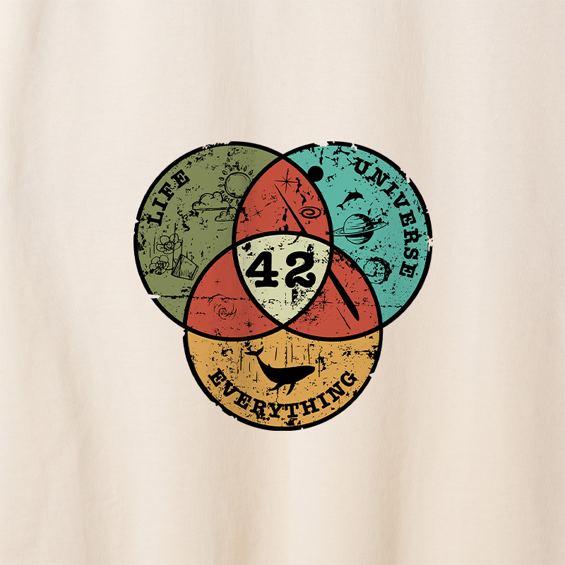 Life, the Universe & Everything Nerdy Graphic Geek Retro Raglan Long-Sleeve Tee