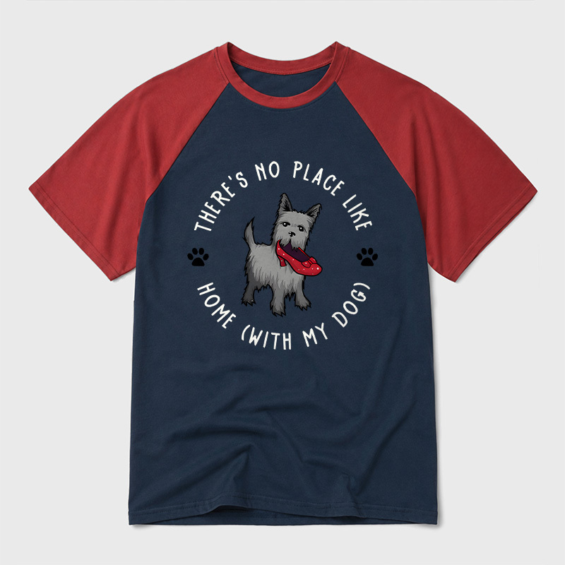 Home With My Dog Geek Retro Raglan T-Shirt