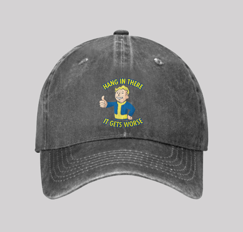 Hang In There It Gets Worse Washed Vintage Baseball Cap