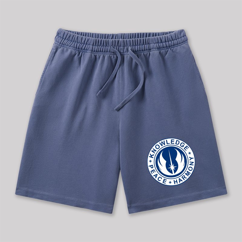 Peace Harmrmony Knowledge Geeky Washed Shorts