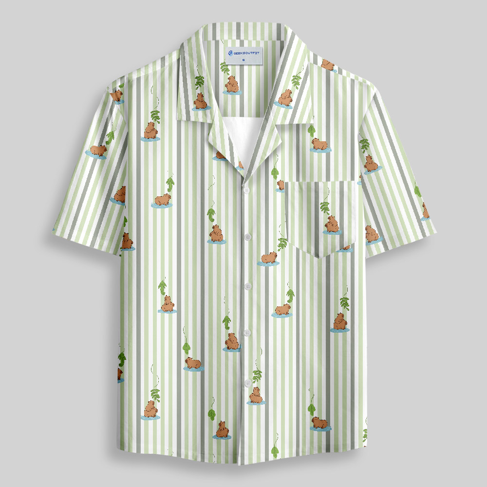 Capybara Snack Lure Button Up Pocket Shirt