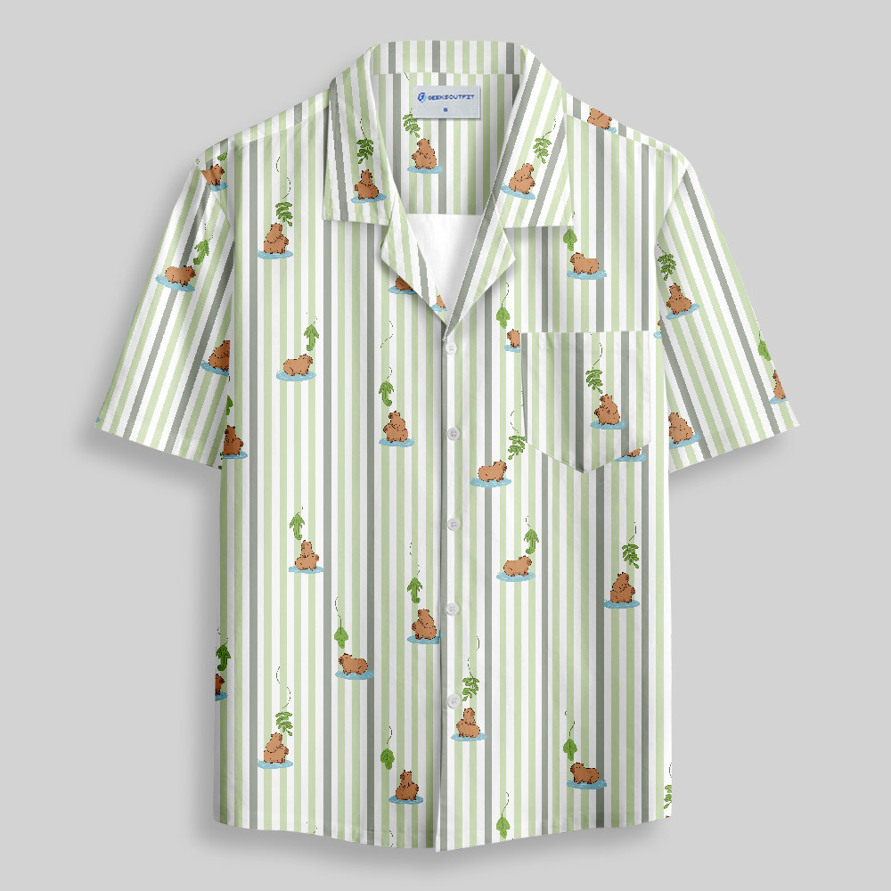Capybara Snack Lure Button Up Pocket Shirt