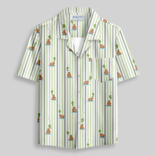 Capybara Snack Lure Button Up Pocket Shirt