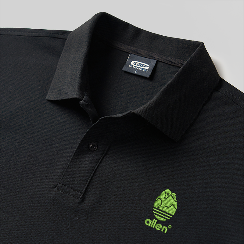 Funny Alien Geek Embroidered Polo Shirt