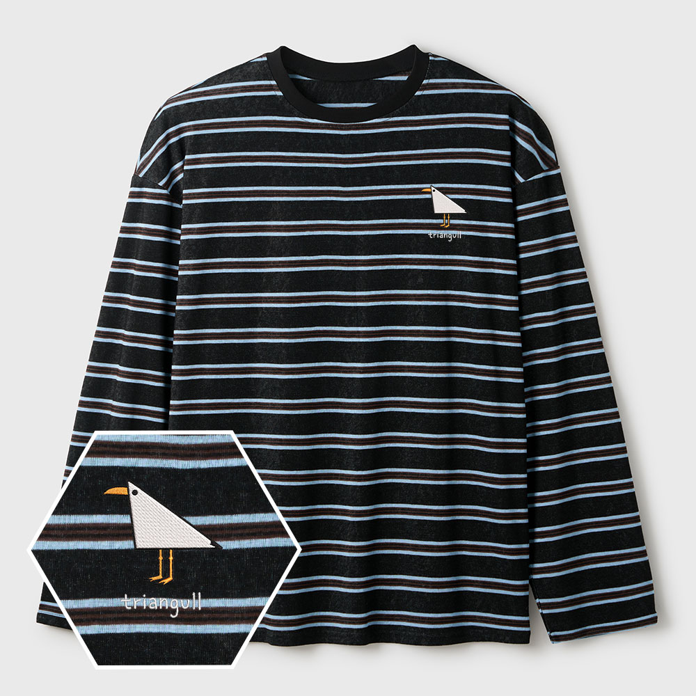 Triangull Lycra Striped Embroidered Long-Sleeve Shirts