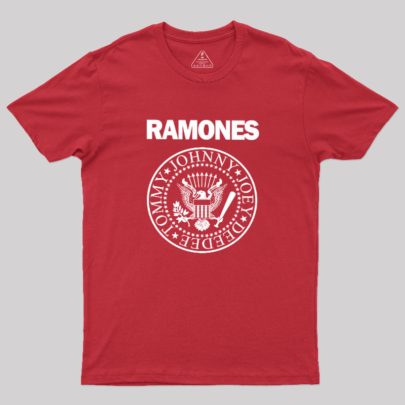 White Design of Ramones Geek T-Shirt
