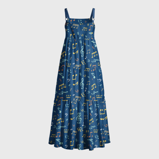 Musical Notes Geek Tiered Cami Maxi Dress