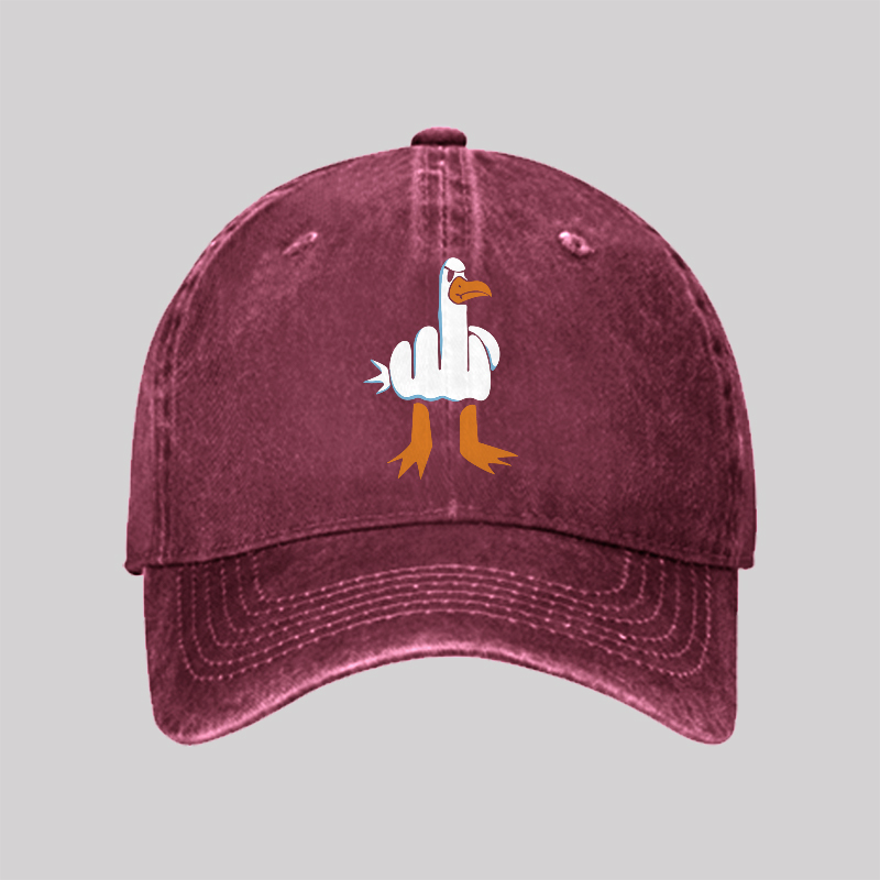 Geeksoutfit Rude Seagull Design Funny Washed Vintage Baseball Cap for Sale