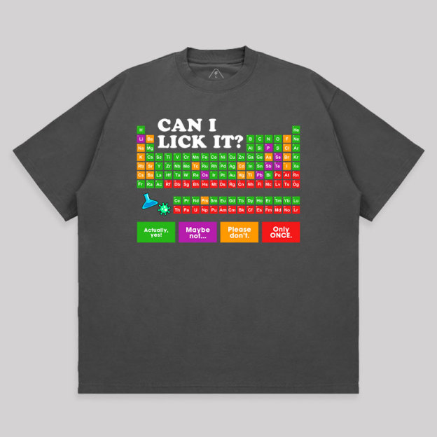 Can I Lick It Periodic Table Unisex Oversized T-shirt