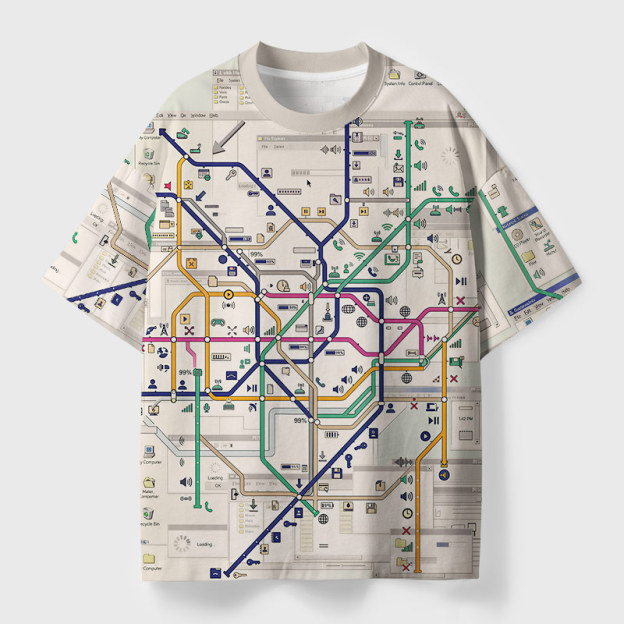 Desktop Subway Map Geek Eco Oversized Graphic Tees