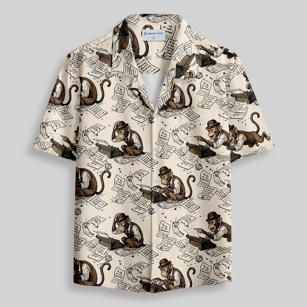 Monkey Manuscript Button Up Pocket Shirt