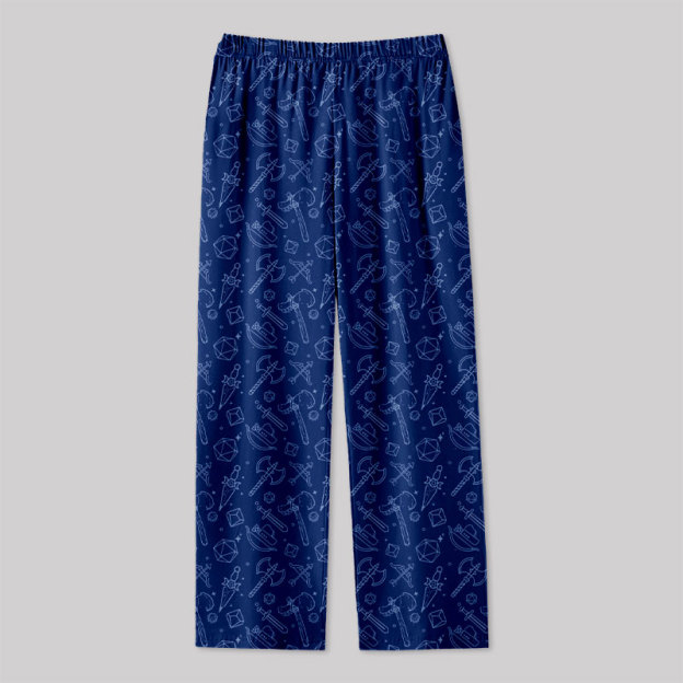 D&D Medieval Weapons Blue Geek Loungewear Pants