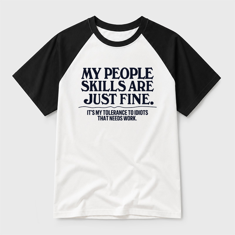 People Skills Fine Edition Geek Retro Raglan T-Shirt
