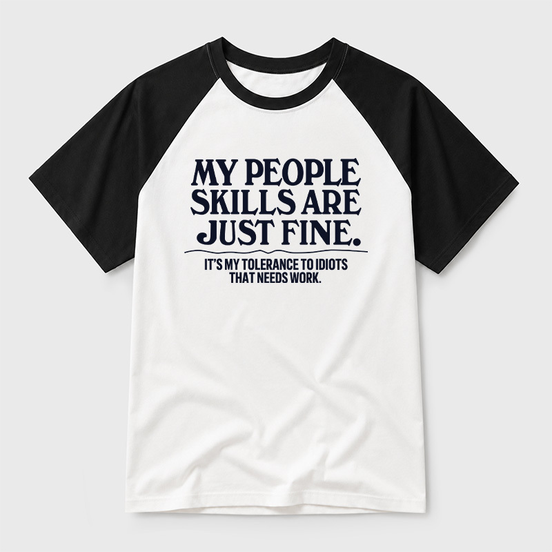 People Skills Fine Edition Geek Retro Raglan T-Shirt