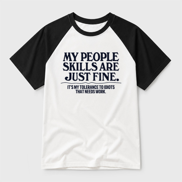 People Skills Fine Edition Geek Retro Raglan T-Shirt